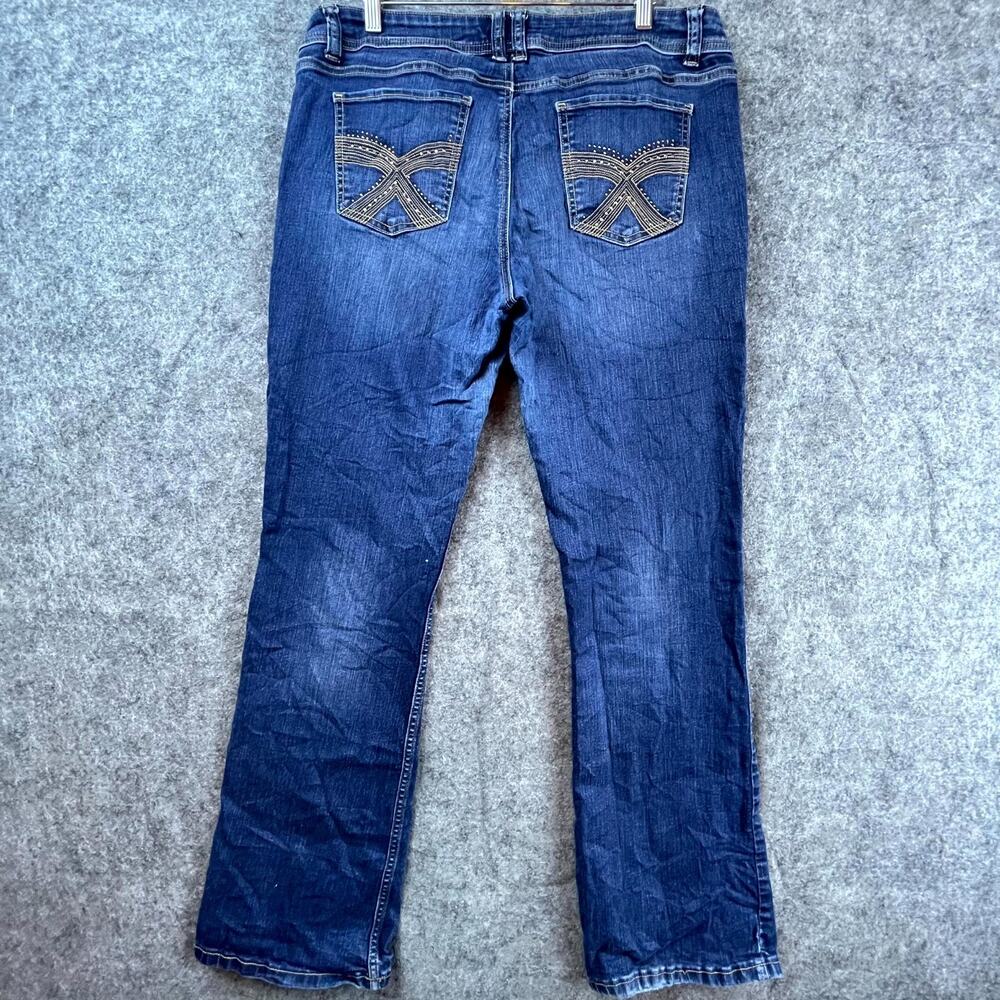 Apt. 9‎ Jeans Womens 14 Blue Embellished Pockets Y2K Bootcut Stretch